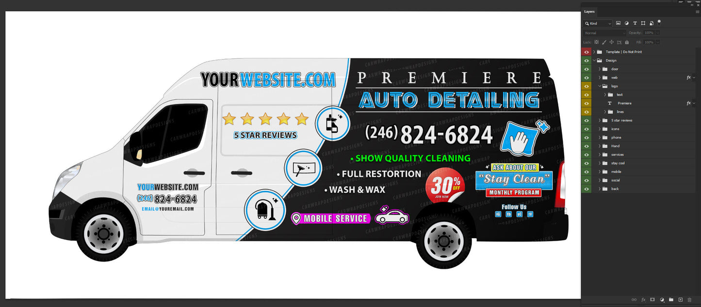 Transit Van High Roof | Auto Detailing Vehicle Template