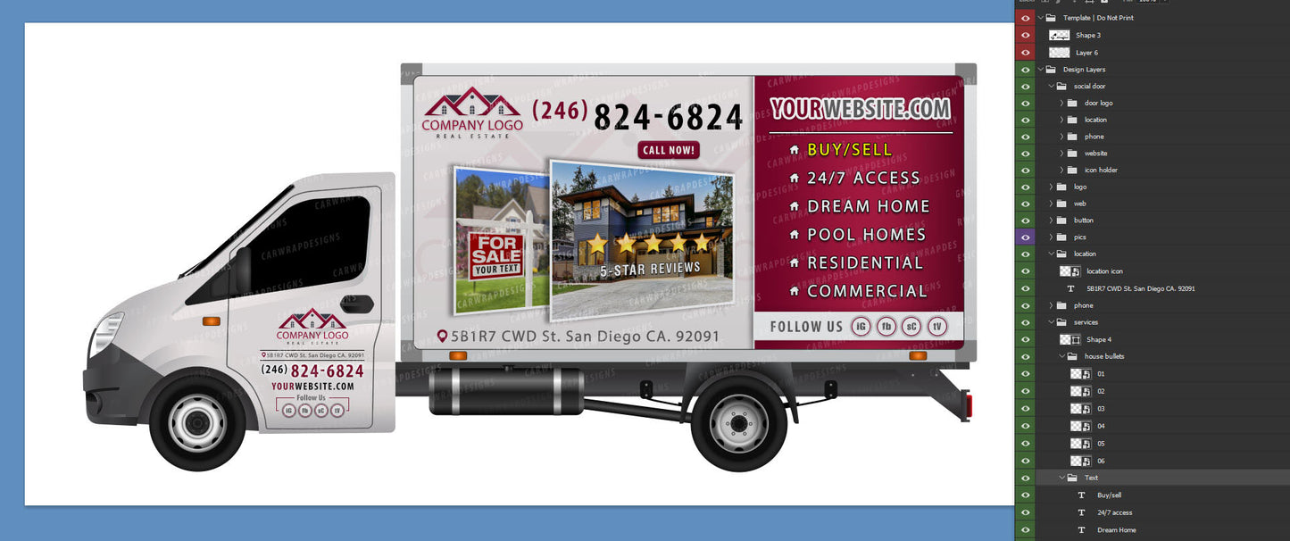 Box Truck 16ft | Real Estate Vehicle Template