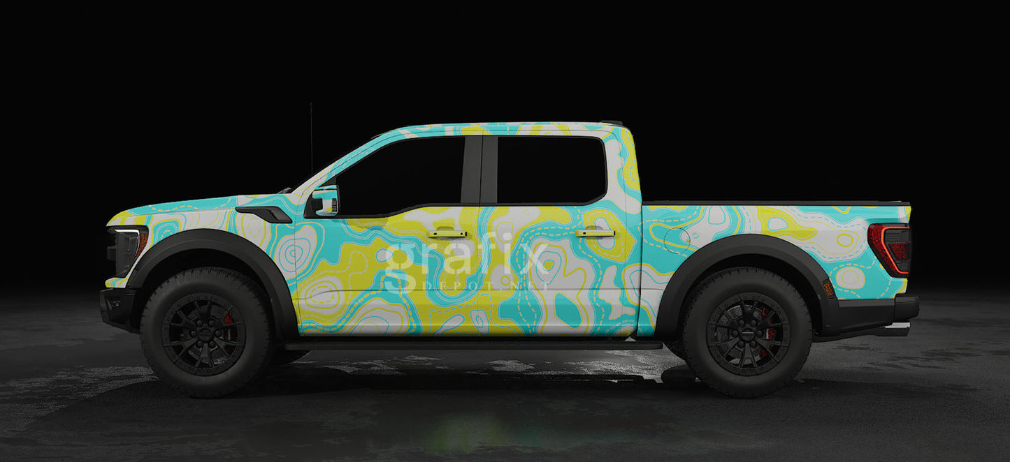 Tactical Map Background – Teal, Yellow & White