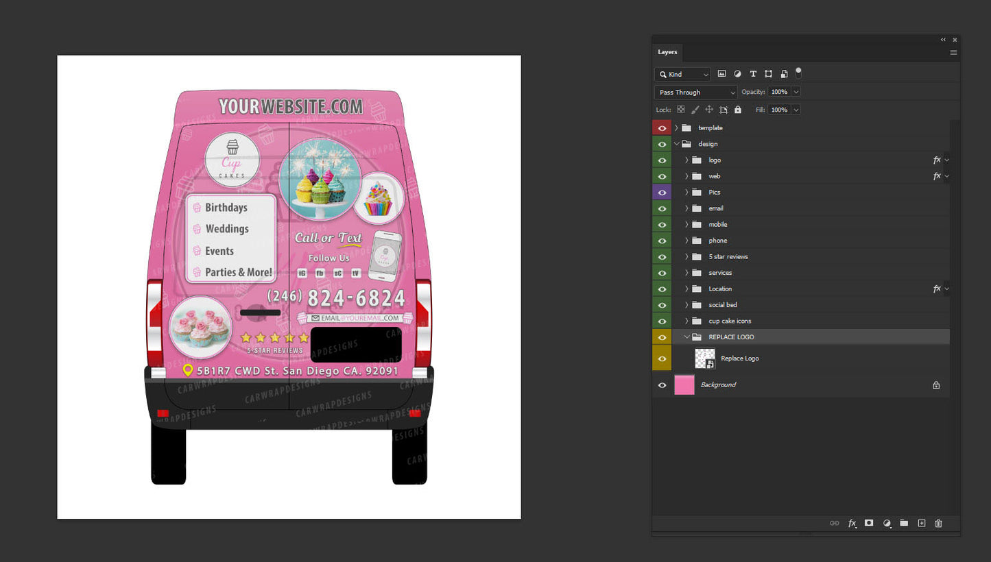 Transit Van High Roof | Cup Cake Vehicle Template