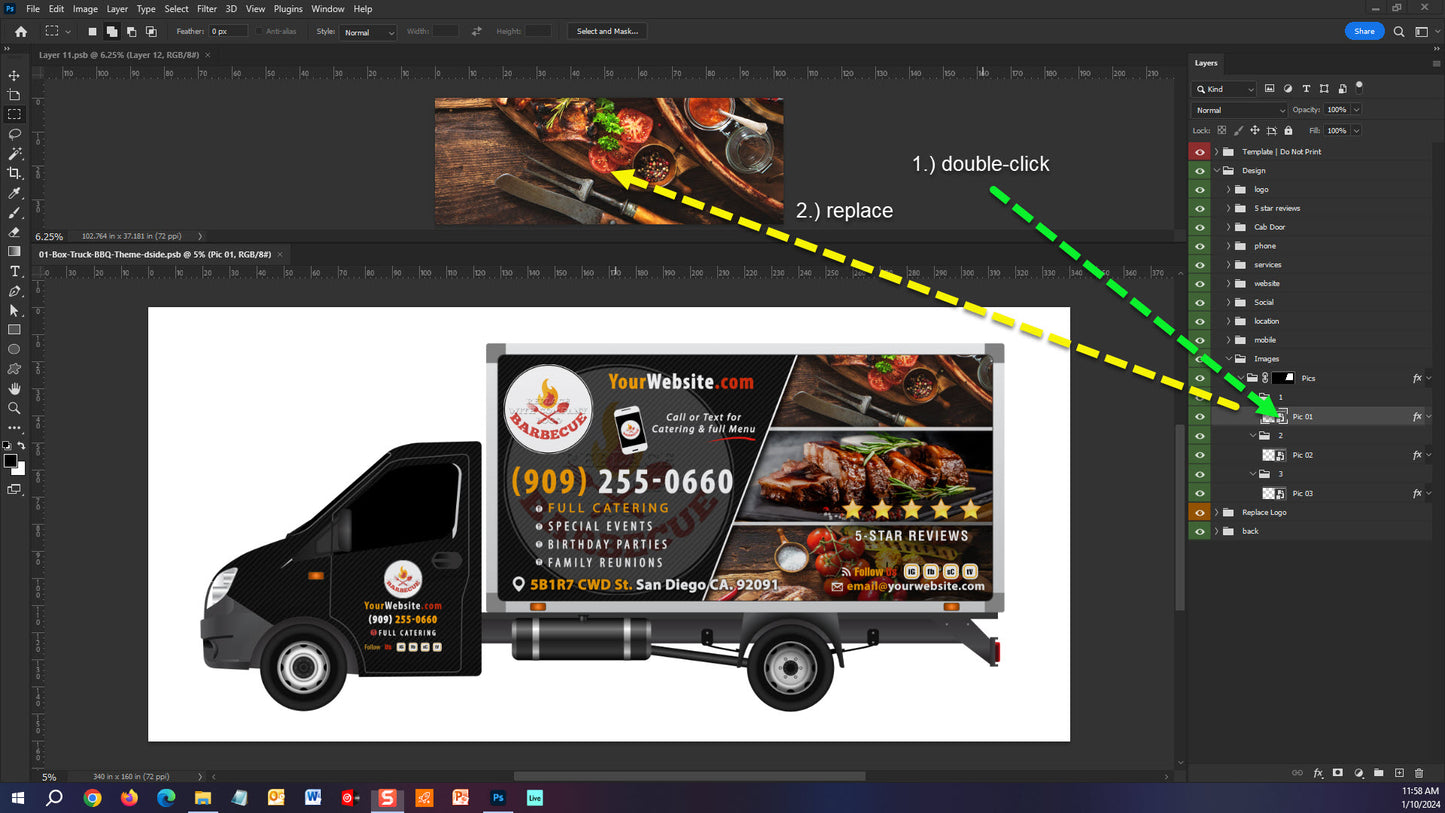 Box Truck 16ft | BBQ Vehicle Wrap Template