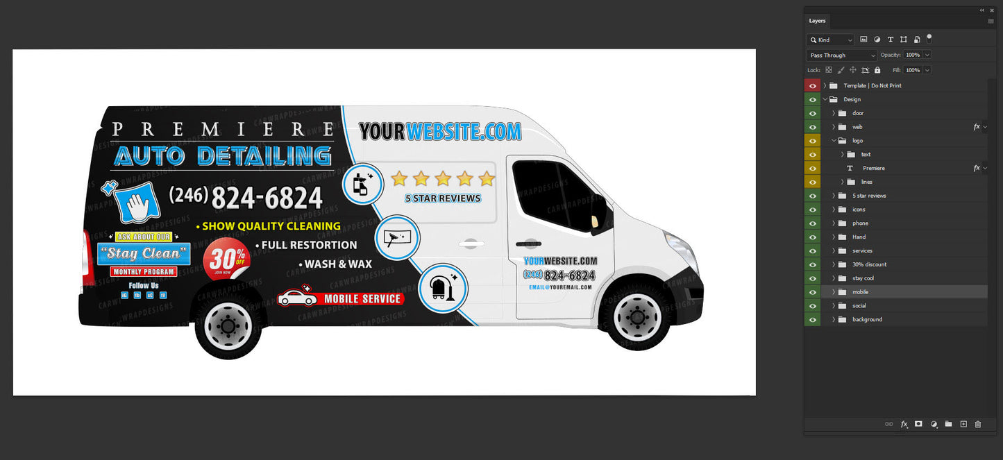 Transit Van High Roof | Auto Detailing Vehicle Template