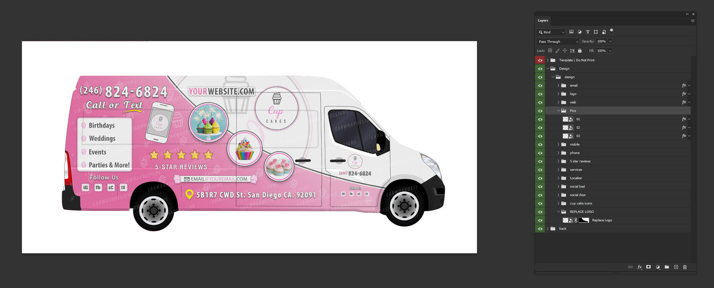 Transit Van High Roof | Cup Cake Vehicle Template
