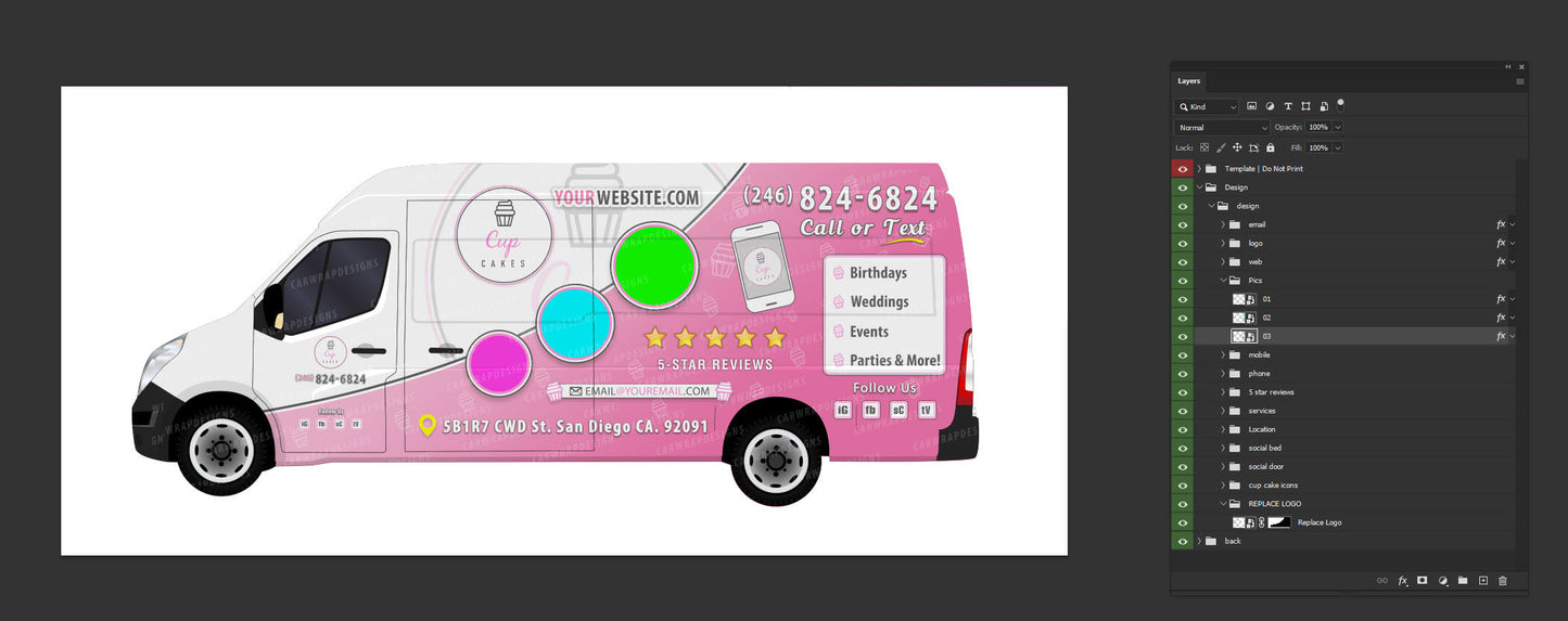 Transit Van High Roof | Cup Cake Vehicle Template