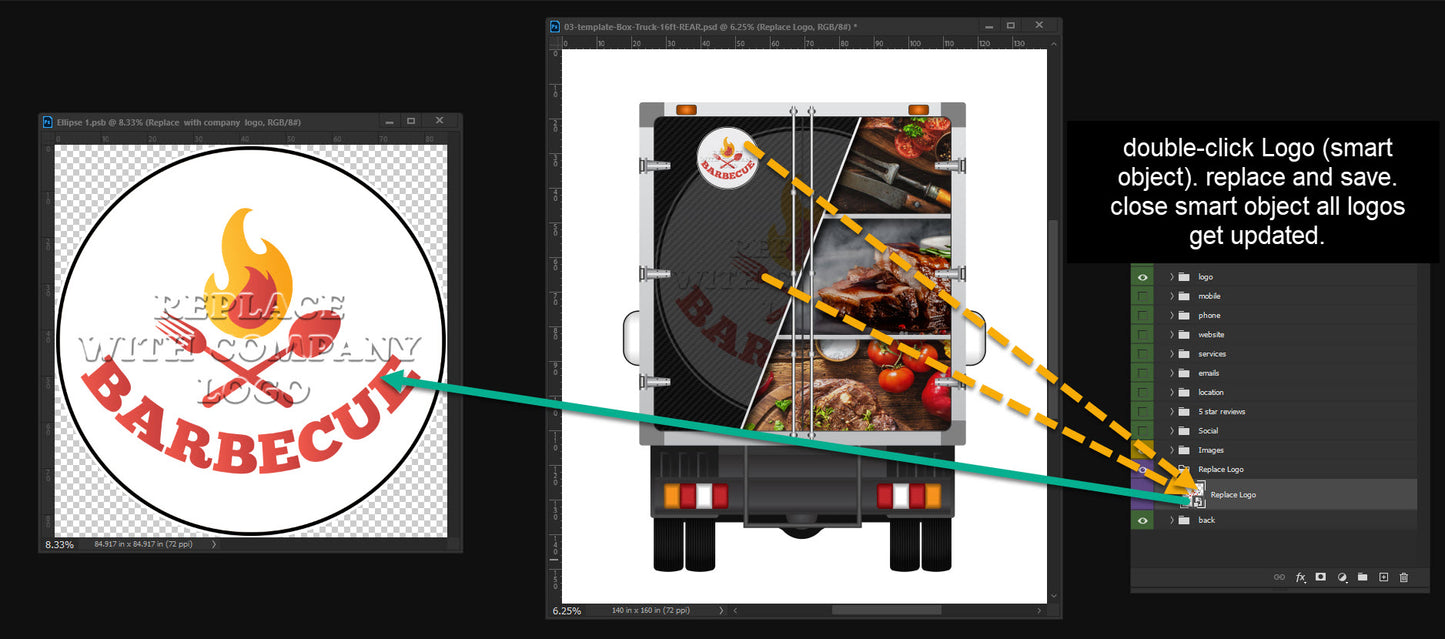 Box Truck 16ft | BBQ Vehicle Wrap Template
