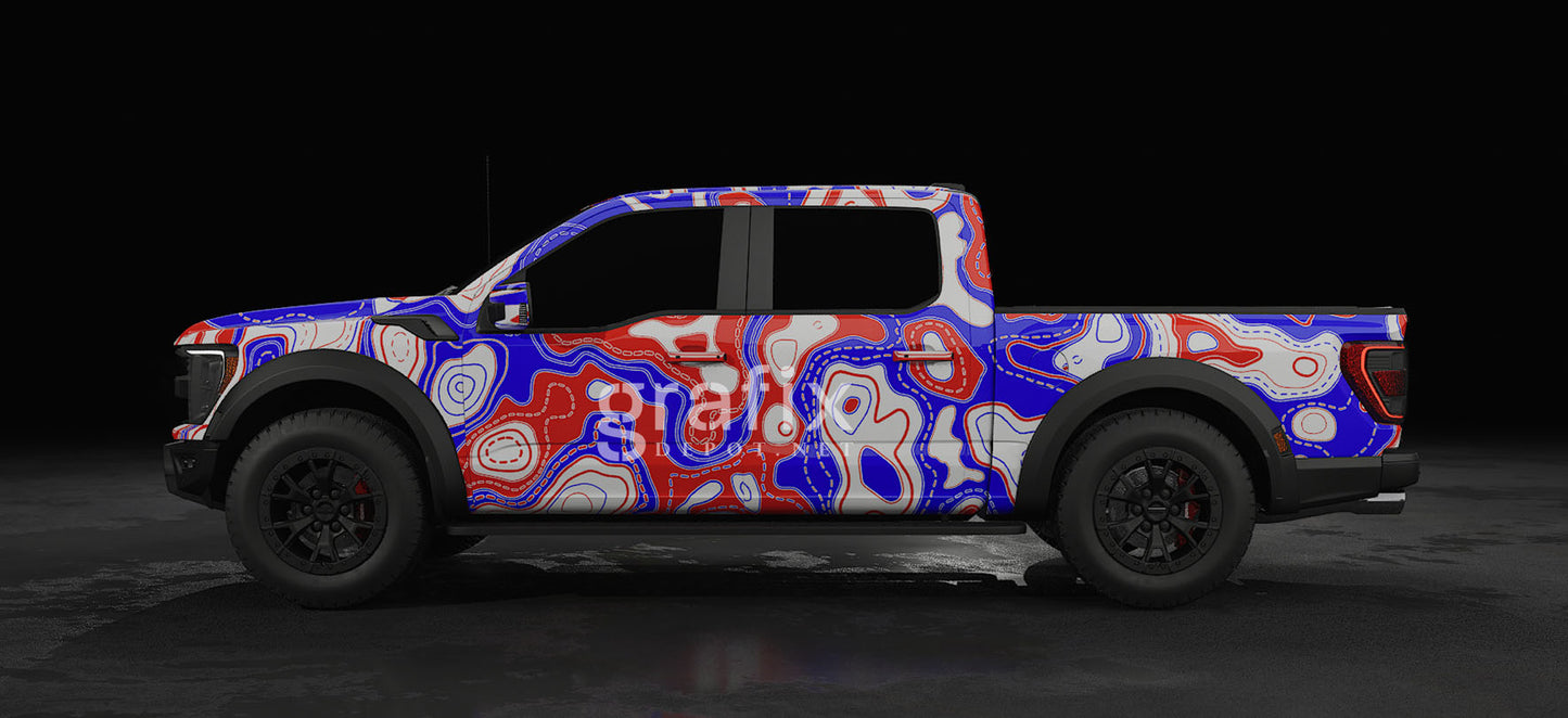 Tactical Map Background Red, White, Blue