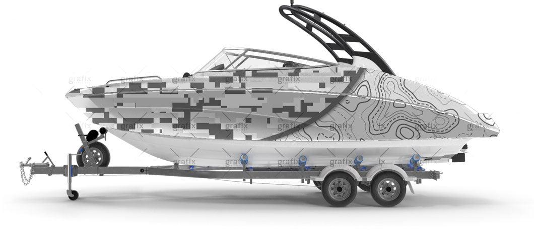 Tactile Map + Digital Camo Background – White & Gray