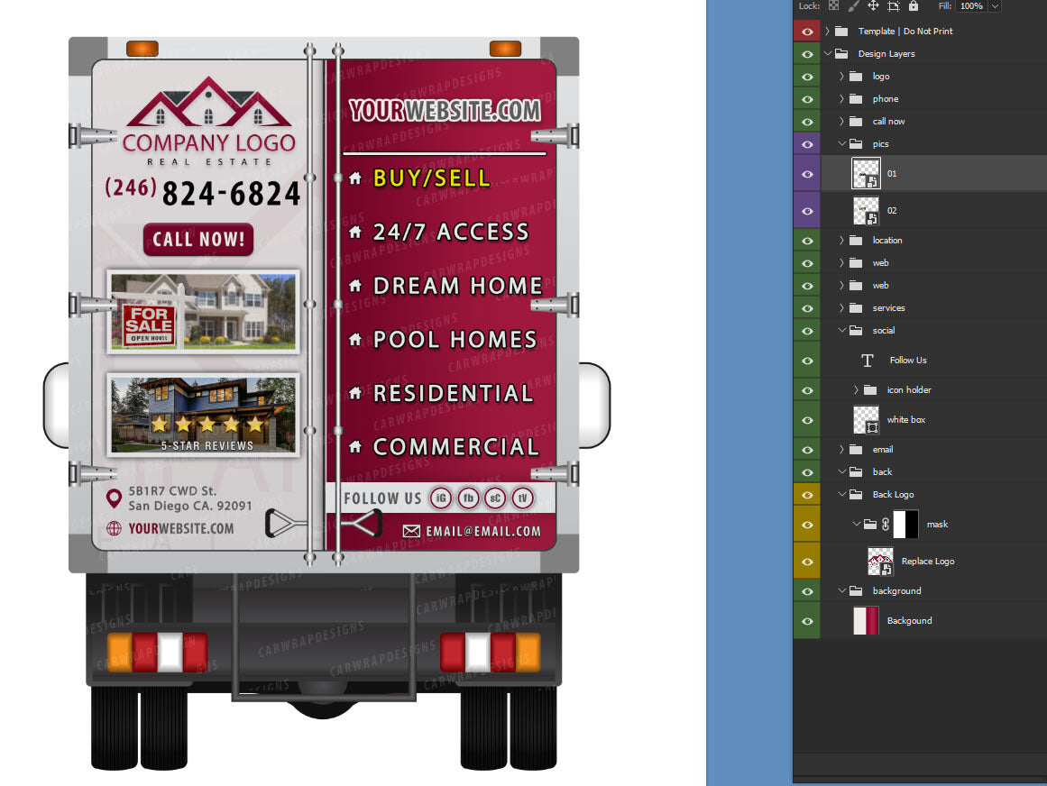 Box Truck 16ft | Real Estate Vehicle Template