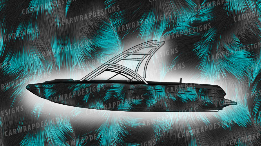 Calico Cat Fur | Black and Teal Backgound