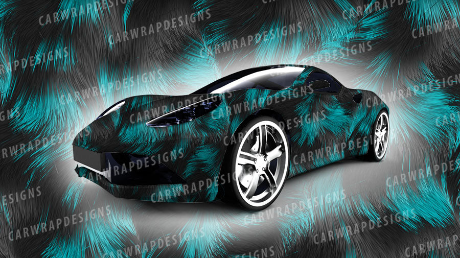Calico Cat Fur | Black and Teal Backgound