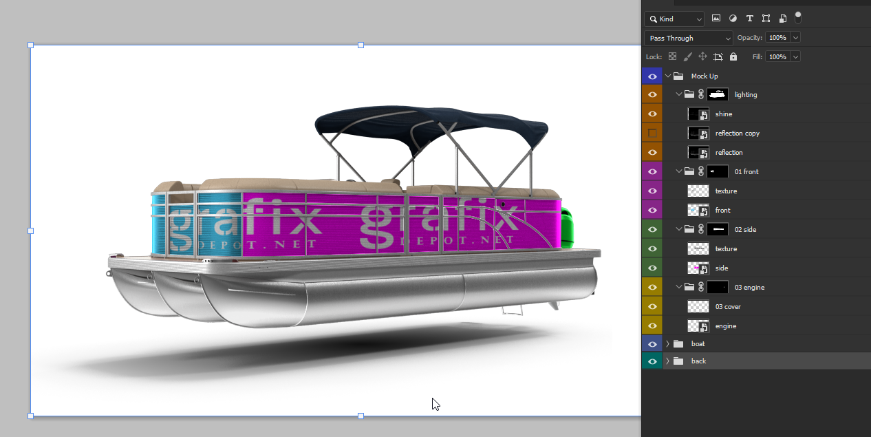 Pontoon Boat Mock Up