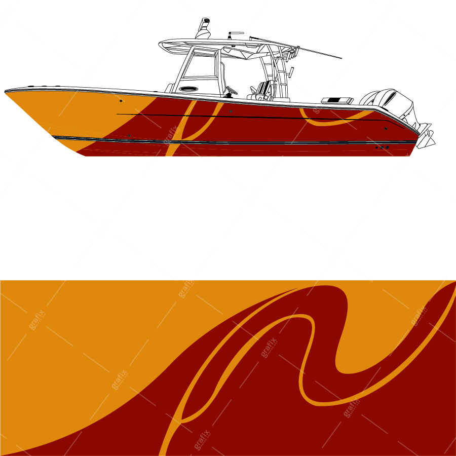 Center Console Boat Vector Graphic 006