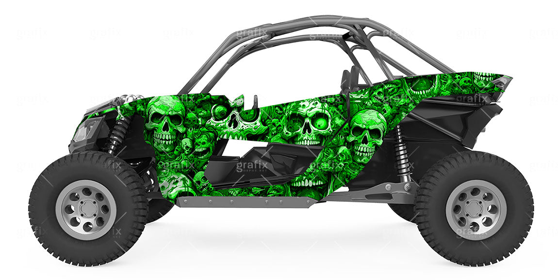 Skull Background – Green Neon Chaos