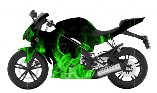 Green Flame Background – Motorcycle Edition