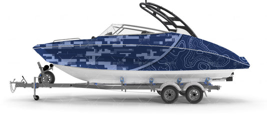 Tactile Map + Digital Camo Background – Blue