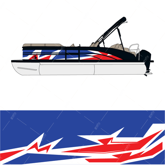 Pontoon Boat Vector Graphic 009