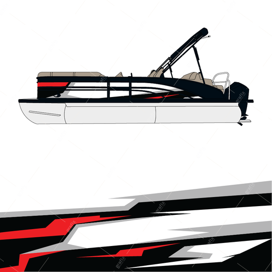 Pontoon Boat Vector Graphic 001