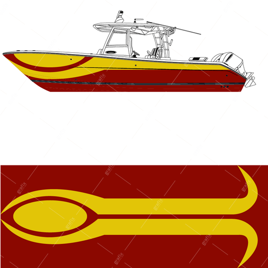 Center Console Boat Vector Graphic 003