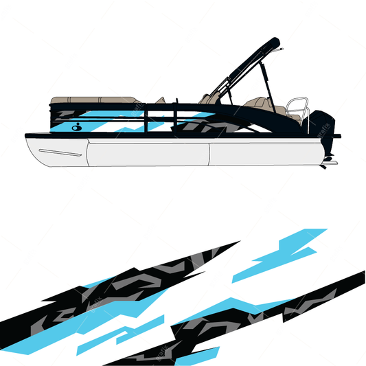 Pontoon Boat Vector Graphic 003