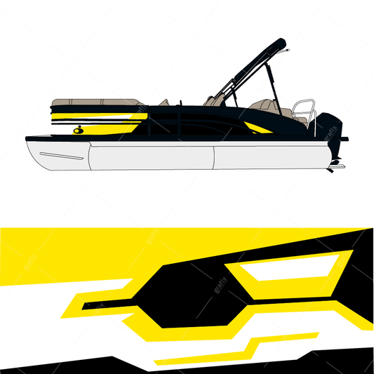Pontoon Boat Vector Graphic 006