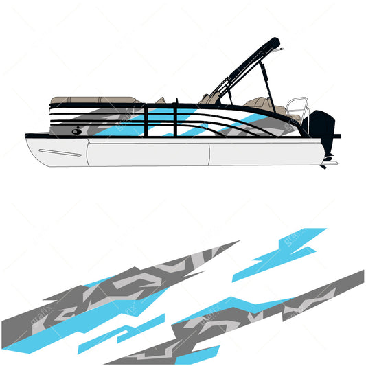 Pontoon Boat Vector Graphic 003