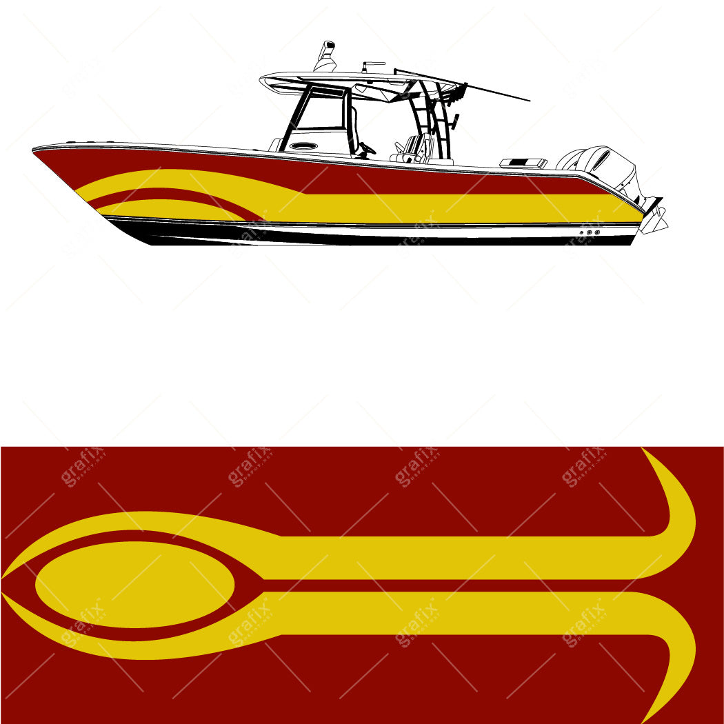 Center Console Boat Vector Graphic 003
