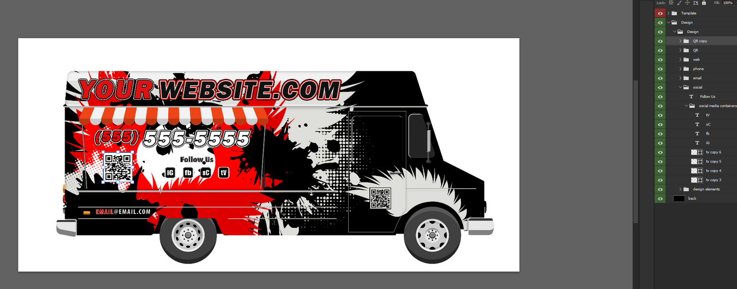 Grunge Food Truck Design Template